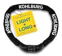 KOHLBURG Long Combination Lock 112 cm Long and 6 mm Thick with Number Code - Strong Chain Lock with Combination - Secure Bicycle Lock with Combination for Bicycle and e-Bike