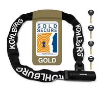 KOHLBURG Security Chain Lock Sold Secure Gold - 4ft / 125cm Extra-Long Bicycle Lock - high Security Standard - Heavy Duty Lock 0.33" Strong - Secure Bike Chain Lock for e-Bike Bicycle Motorbike