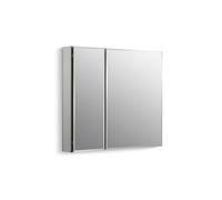 Kohler 30" W x 26" H Aluminum Two Medicine Cabinet with Mirrored Doors, Beveled Edges, Silver, 30x26x5 inches