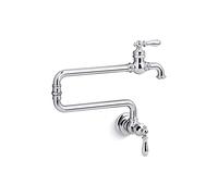 KOHLER 99270-CP Artifacts Single-Hole Wall-Mount Pot Filler Kitchen Sink Faucet with 22-Inch Extended Spout, Polished Chrome