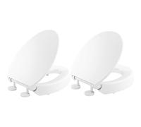 KOHLER Hyten Elevated Quiet-Close Elongated Toilet seat, White & Hyten Elevated Quiet-Close Round-Front Toilet Seat, White
