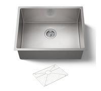 KOHLER K-5286-NA Strive 24 X 18-1/4 X 9-5/16-Inch Under-Mount Single Bowl Kitchen Sink with Basin Rack, Stainless Steel, 1-Pack