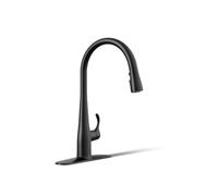 KOHLER K-596-BL Simplice Single-Hole Pull-Down Kitchen Faucet, Matte Black