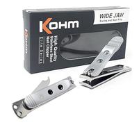 Kohm WHS-440L Heavy Duty, Curved Blade, Wide Jaw Toenail Clippers for Thick Nails, Large Nail Clippers for Men, Seniors, Women, Nail Clipper with File