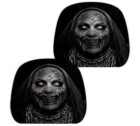 Kohnupierkt Scary Face Car Seat Headrest Covers, Stretchy Funny Protector, Double-Sided Printing Headrest Covers, for Halloween Truck SUV Vehicle Interior Travel Road Trip