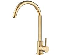Kohonby Single Handle High Arc Brushed Gold Kitchen Faucet Stainless Steel Commercial Single Hole Kitchen Sink Faucet,Modern One Hole Bar Sink Faucet(Brushed Gold)