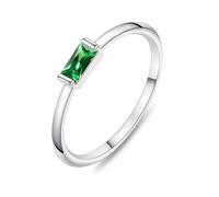 KOHOTA Silver Birthstone Rings for Women, Delicate Stackable Engagement Promise Rings, Not Stained, Emerald Green Cubic Zirconia, Birthday Gift for Moms, Stone, Cubic Zirconia