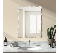 KOHROS Wavy Wall Mirror Frameless Bathroom Mirrors for Over Sink 18” x 24" Beveled Edge Mirror for Vanity and Entryway Hang Horizontally or Vertical