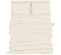 KOHSAR Cream King Sheet Set (Fitted Sheet + Flat Sheet + Pair of Pillowcases) - Easy Care King Size Bed Sheets Set - Cream Bed Sheets Kingsize Bedding Set - Poly Cotton King Bed Sheet Set