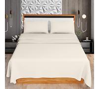 KOHSAR Cream Single 3 Pieces Sheet Set (Flat Sheet + Fitted Sheet + Pillow Case) - Cream Bed Sheets Single Bedding Set - Easy Iron Single Bed Sheets Set - Poly Cotton Single Bed Sheet Set