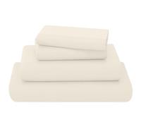 KOHSAR Cream Super King Bed Sheet Set - 4 Pieces Poly Cotton Sheet Set Super King Size Soft Wrinkle Resistant Bedding Set - Flat Sheet + Fitted Sheet + 2 Pillowcases