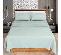 KOHSAR Duck Egg King Sheet Set - 4 Piece (Flat + Fitted + 2 Pillowcases) - Easy Iron King Size Bed Sheets - Poly Cotton