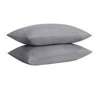 KOHSAR Easy Care Standard Pillow Cases 2 Pack, 50CM x 75CM Plain Dyed Poly Cotton Pair of Pillowcases