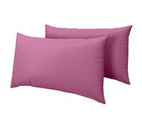 KOHSAR Fuchsia Easy Iron Housewife Standard Pillow Cases 2 Pack, 50CM x 75CM Plain Dyed Poly Cotton Pair of Pillowcases