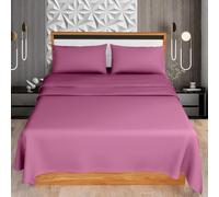 KOHSAR Fuchsia Super King 4 Pieces Sheet Set (Flat Sheet + Fitted Sheet + 2 Pillowcases) - Fuchsia Bed Sheets Super Kingsize Bedding Set - Easy Iron Poly Cotton Super King Size Bed Sheets Set