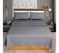 KOHSAR Grey King 4-Piece Sheet Set - Flat + Fitted Sheets + 2 Pillowcases - Easy Iron, Poly Cotton