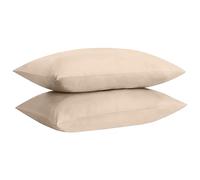KOHSAR Latte Easy Iron Housewife Standard Pillow Cases 2 Pack, 50CM x 75CM Plain Dyed Poly Cotton Pair of Pillowcases