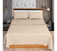 KOHSAR Latte Single 3 Pieces Sheet Set (Flat Sheet + Fitted Sheet + Pillow Case) - Latte Bed Sheets Single Bedding Set - Easy Iron Single Bed Sheets Set - Poly Cotton Single Bed Sheet Set