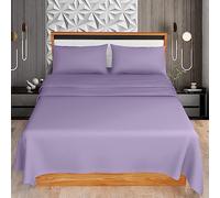 KOHSAR Lilac Single 3 Pieces Sheet Set (Flat Sheet + Fitted Sheet + Pillow Case) - Lilac Bed Sheets Single Bedding Set - Easy Iron Single Bed Sheets Set - Poly Cotton Single Bed Sheet Set
