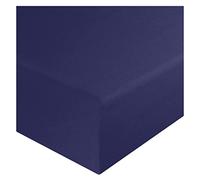 KOHSAR Navy Extra Deep 4FT Small Double Fitted Bedsheet - 100% Poly Cotton Fitted Sheet, Soft, Skin Friendly, Breathable, Poly Cotton Percale - Deep 4FT Fitted Bed Cover