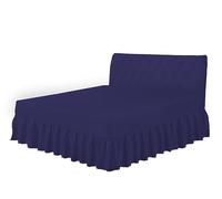 Kohsar Navy Super King Valance Sheet - Poly Cotton Bed Skirt Valance Sheet - Polycotton Frilled Base Fitted Valance Sheet 183CM x 198CM