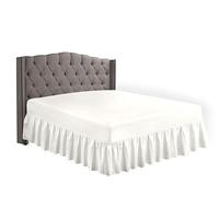 KOHSAR Non Iron Percale Double Valance Sheets Double Easy Care Polycotton Fitted Valance Sheets, Poly Cotton Double Bed Valance, Fitted Valance Sheets Double Bed