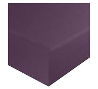 KOHSAR Plum Extra Deep King Size Fitted Bedsheet - 100% Poly Cotton Fitted Sheet, Soft, Skin Friendly, Breathable, Poly Cotton Percale - Deep Kingsize Fitted Bed Cover