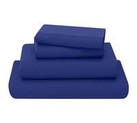 KOHSAR Royal Blue Double Bed Sheet Set - 4 Pieces Poly Cotton Sheet Set Double Size Soft Wrinkle Resistant Bedding Set - Flat Sheet + Fitted Sheet + 2 Pillowcases