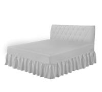 Kohsar Silver King Size Valance Sheet - Poly Cotton Bed Skirt Valance Sheet - Polycotton Frilled Base Fitted Valance Sheet 152CM x 198CM