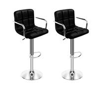 KOHUS Bar Stools Modern Leather Bar Stool Adjustable Lift Swivel Stool Bar Chair With Backrest And Footrest, Home Office Chair, 2pcs/Set Barstools for Bar(Black)