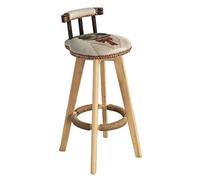 KOHUS Bar Stools Nordic Simple Round Wooden Stool Dining Chair Counter Height PU Leather Cushion Seat 360 Degree Rotating Lounge Bar Chair Barstools for Bar(Animal-A)