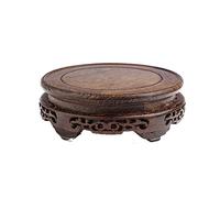 KOHUS Bonsai Stand Round Bonsai Display Stand Retro Style Base Vase FishTank Strange Stone Buddha Statue Handicraft Ornaments Wood Bottom Bracket Potted Plant Rack(30cm)