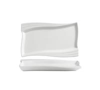 KOHUS Dinner Plates 8-inch Ceramic White Rectangular Hotel Restaurant Steak Sushi Flat Plate Cake Tableware Salad Plates(8 in)