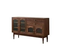 KOHUS Sideboard With Black Walnut Drawer Glass Storage Cabinet, Retro Living Room And Dining Against The Wall Buffet Cabinet