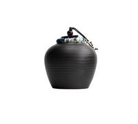 KOHUS Tea Can Black Pottery Bulk Tea Storage Jar Sealed Jar Portable Coarse Pottery Jar Retro Travel Small Tea Jar Tea Storage Jar Storage Container(C)