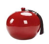 KOHUS Tea Can Bulk Tea Storage Cans Creative Red Awakening Tea Cans Ceramic Sealed Cans Chinese Tea Set Single Cans Storage Container(A)
