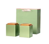 KOHUS Tea Can Bulk Tea Storage Container Jar Square Tin Can Sealed Jar Empty Jar Retro Chinese Tea Set Double Jar Gift Box Set Storage Container(B,M)