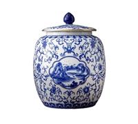 KOHUS Tea Can Bulk Tea Storage Container Jar with Lid Ceramic Jar Large Capacity Sealed Jar Retro Chinese Tea Set Single Jar Storage Container(B,S)