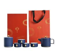 KOHUS Tea Can Ceramic Loose Tea Storage Container Jar Household One Pot Four Cups Teapot Chinese Tea Set Gift Box Set Storage Container(A)