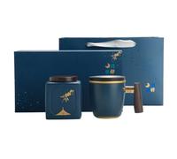 KOHUS Tea Can Ceramic Loose Tea Storage Jar Chinese Tea Set Home Office with Lid Filter Mug Teacup Tea Water Cup Separation Cup Storage Container