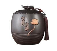 KOHUS Tea Can Loose Tea Storage Container Jar Ceramic Small Sealed Jar Retro Chinese Tea Set Single Jar Gift Box Set Storage Container(C)