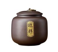 KOHUS Tea Can Purple Clay Bulk Tea Storage Jar Ceramic Sealed Jar Creative Gold-painted Tea Jar Chinese Tea Set Single Jar Storage Container(D)