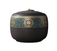 KOHUS Tea Can Purple Clay Bulk Tea Storage Jar Creative Gold-painted Tea Jar Ceramic Sealed Jar Chinese Tea Set Single Jar Storage Container(B)