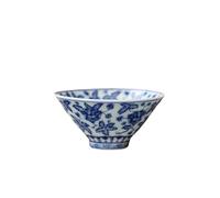 KOHUS Tea Cup Ceramic Host Cup Chinese Tea Cup Retro Personal Tea Cup Travel Coffee Cup Home Hospitality Host Cup Blue and White Tea Cup Small Wine Glass Soaking Container