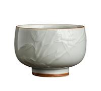 KOHUS Tea Cup Ceramic Single Cup Hand-Embossed Master Cup Tea Cup Kung Fu Tea Cup Tea Set Chinese Style Home Leisure Tea Cup Soaking Container