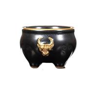 KOHUS Tea Cup Ceramic Tea Cup Single Cup Kiln-Changed Glaze Four Elephants and Golden Bull Relief Host Cup Tea Set Handmade Tea Cup Light Luxury Retro Soaking Container