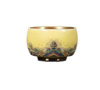 KOHUS Tea Cup Ceramic Tea Cup with Gilded Handle Enamel-Decorated Large Handmade Tea Bowl Personal Use Home Cup Luxury Tea Set Soaking Container(D)