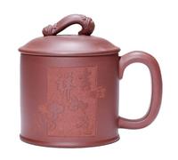 KOHUS Tea Cup Drinking Clay Cup Large Capacity Tea Set 500ML Purple Sand Cup Hand-Carved Office Tea Water Cup Soaking Container