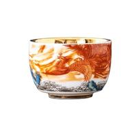 KOHUS Tea Cup Gilded Teacup Owner's Cup Hand-Painted Dragon-Phoenix White Porcelain Cup Tea Bowl Tea Tasting Cup Gongfu Tea Set Scent-Tasting Cup Single Cup Soaking Container(B)