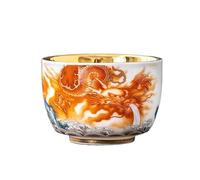 KOHUS Tea Cup Gilded Teacup Owner's Cup Hand-Painted Dragon-Phoenix White Porcelain Cup Tea Bowl Tea Tasting Cup Gongfu Tea Set Scent-Tasting Cup Single Cup Soaking Container(A)